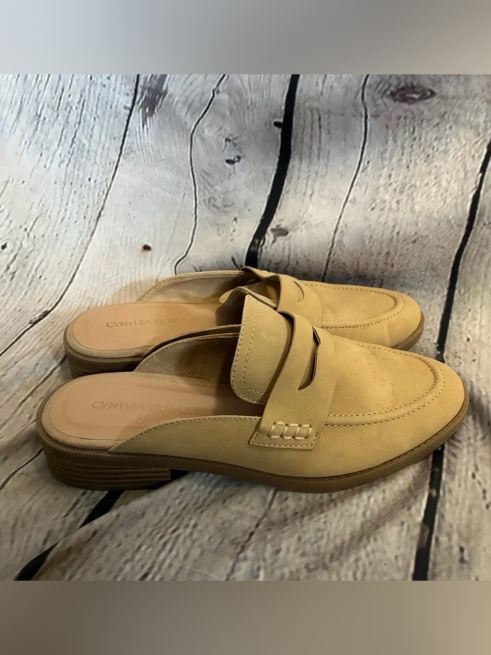 5/$20 Minimalist Casual Corpcore Nude Faux Suede Slip On Penny Loafer Mule 7.5